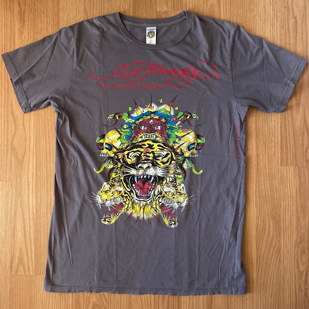 ❤️ Ed Hardy by Christian Audigier Tiger Logo Tee Size Large